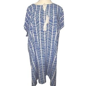 Blue and White Striped Beach Swimsuit Swim Cover Up Kaftan Dress Size L/XL
